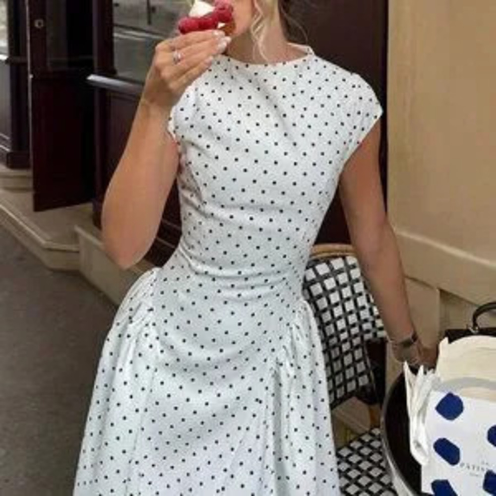 ZARA White Elegant Women's Casual Floral Print Patchwork Party Dress